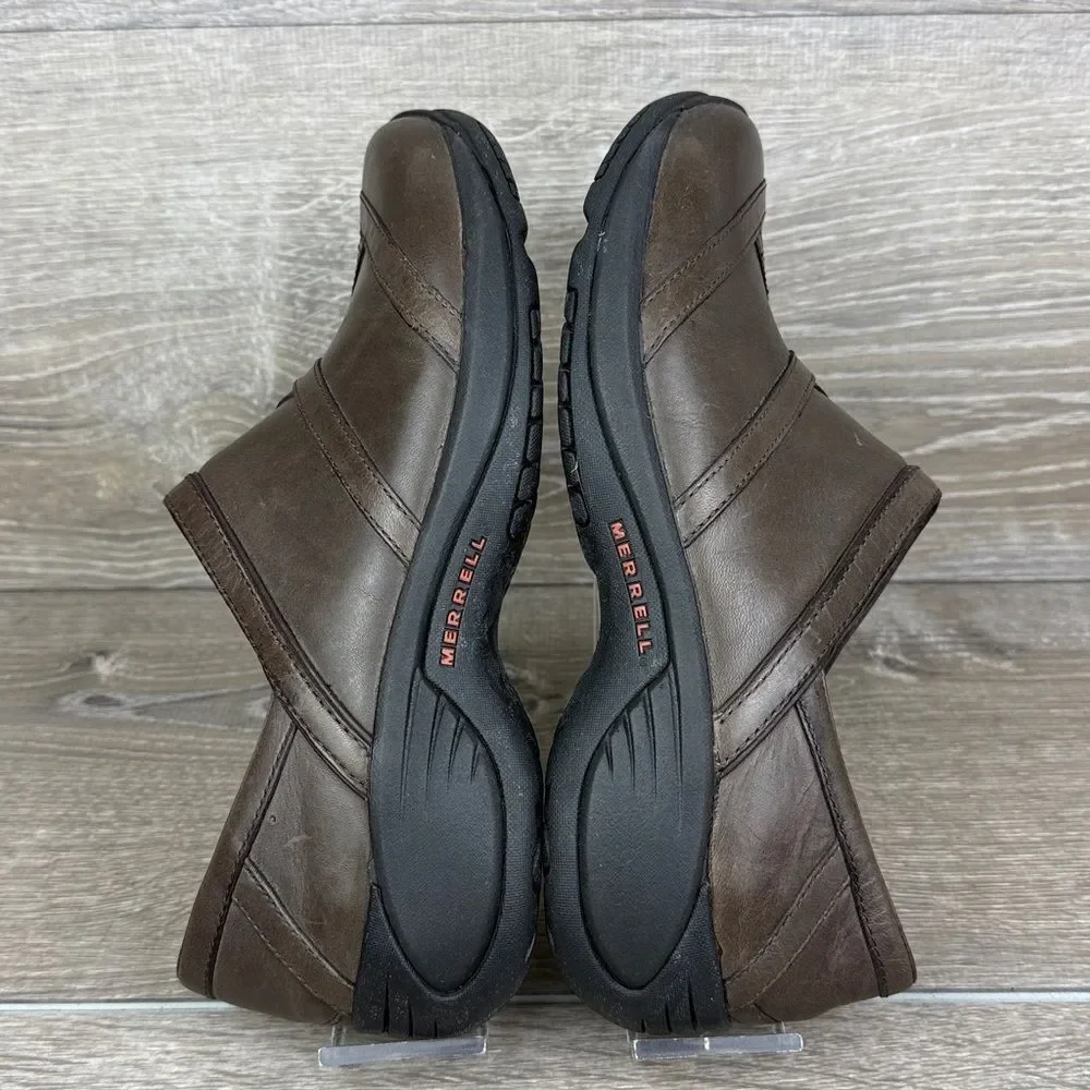 Merrell Encore Eclipse Women’s Size 8 Smooth Bug Brown Leather Slip On Shoes